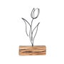 Aberto Design M-036 Objeto Decorativo de Metal Negro con Base de Madera 17 x 30 x 3.5 cm